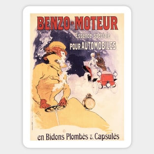 BENZO MOTEUR Automobiles Auto Oil Advertisement by Jules Cheret Vintage French Sticker
